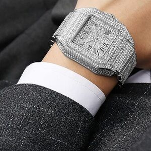 Silver Diamond-Studded Watch for men *NEW*